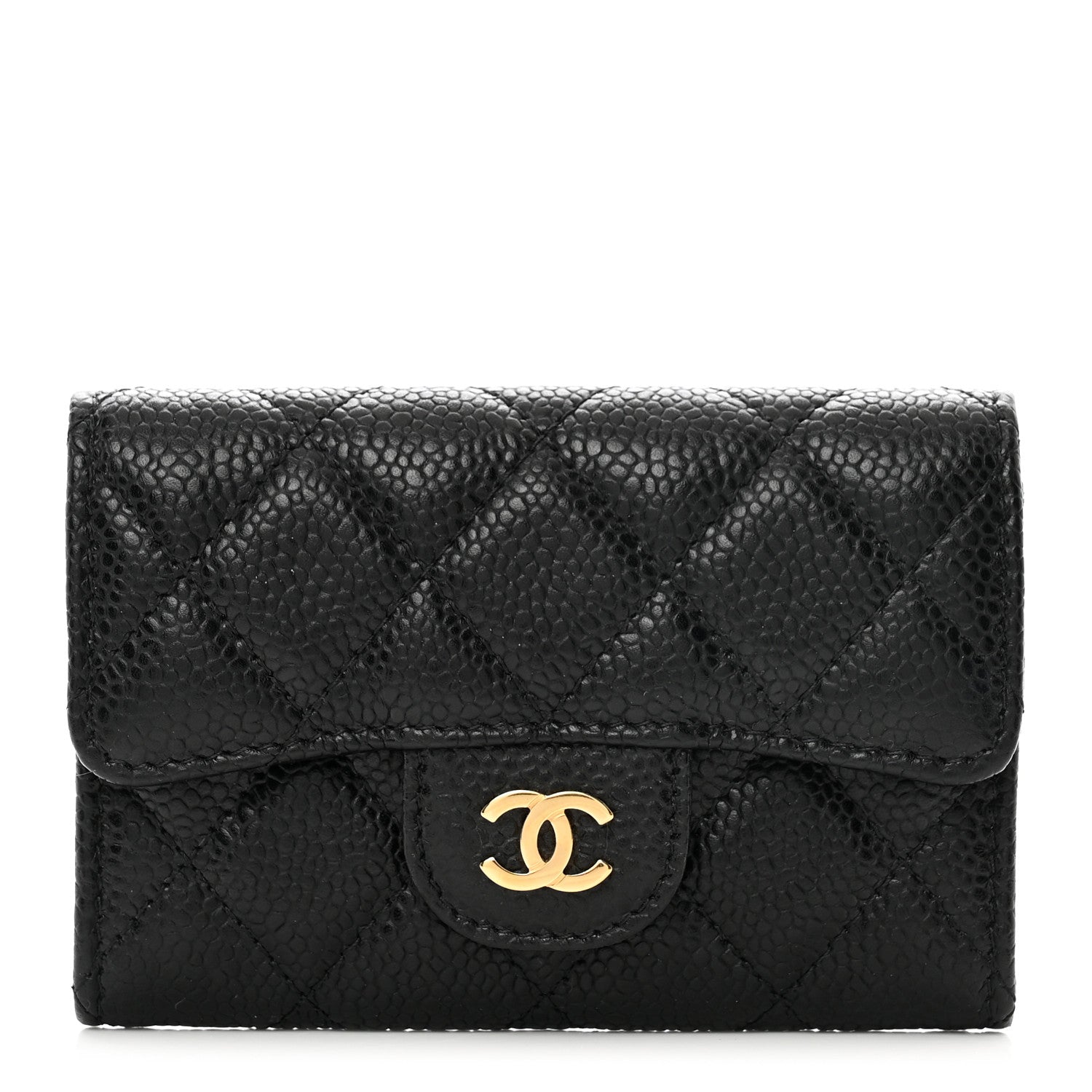 Chanel Caviar Quilted Flap Card Holder Wallet Black 1 of 9