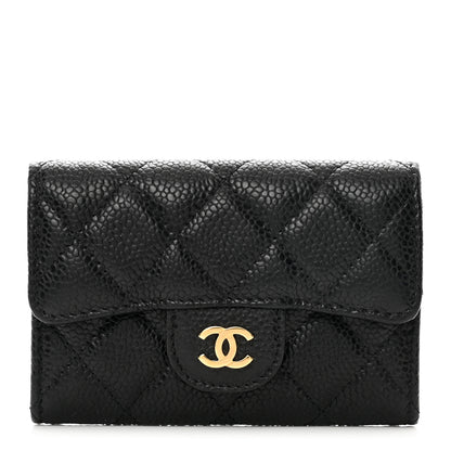 Chanel Caviar Quilted Flap Card Holder Wallet Black 1 of 9