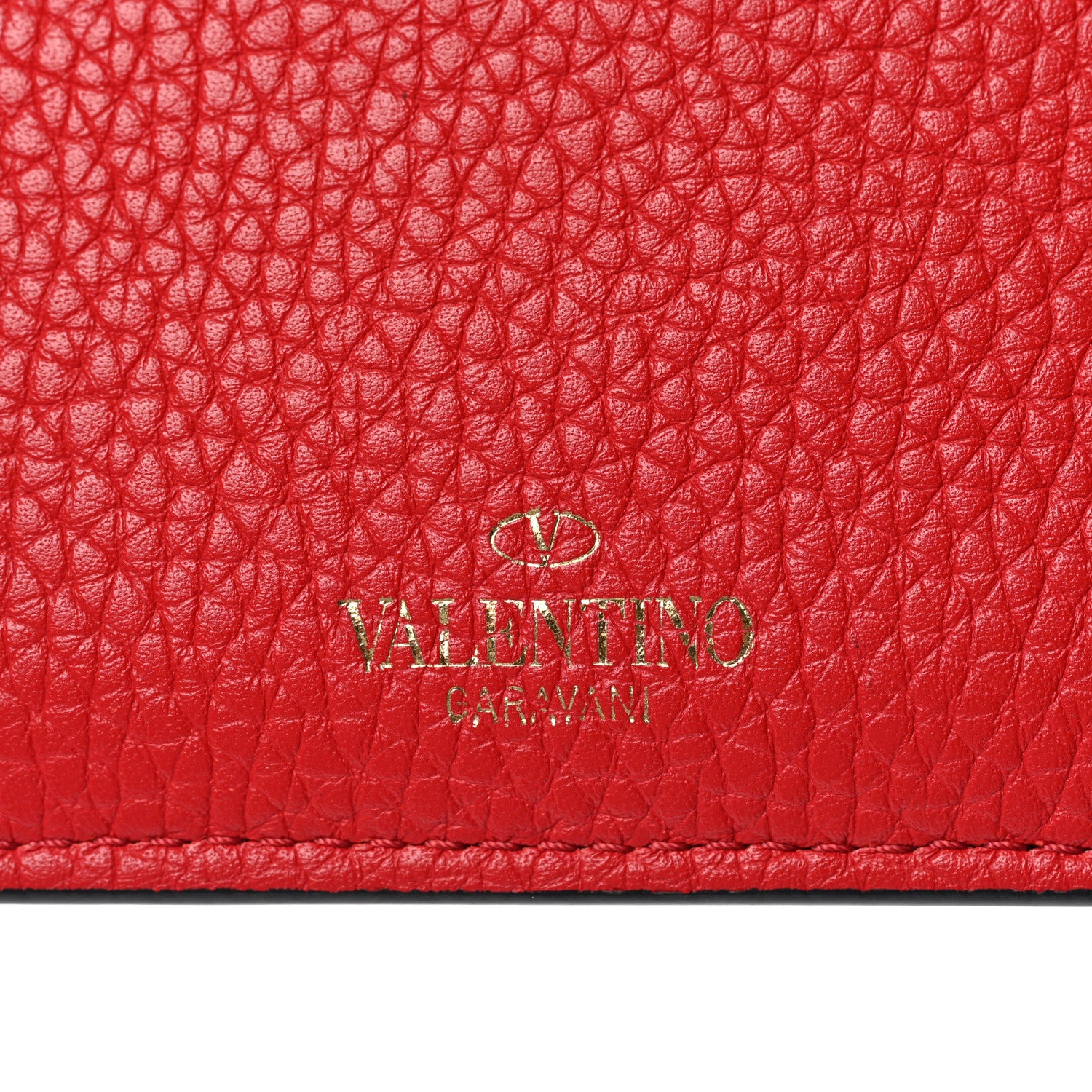Valentino Garavani Pebbled Calfskin Rockstud Card Holder Red 5 of 7