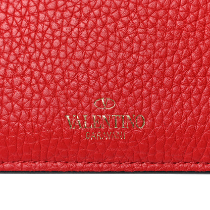 Valentino Garavani Pebbled Calfskin Rockstud Card Holder Red 5 of 7