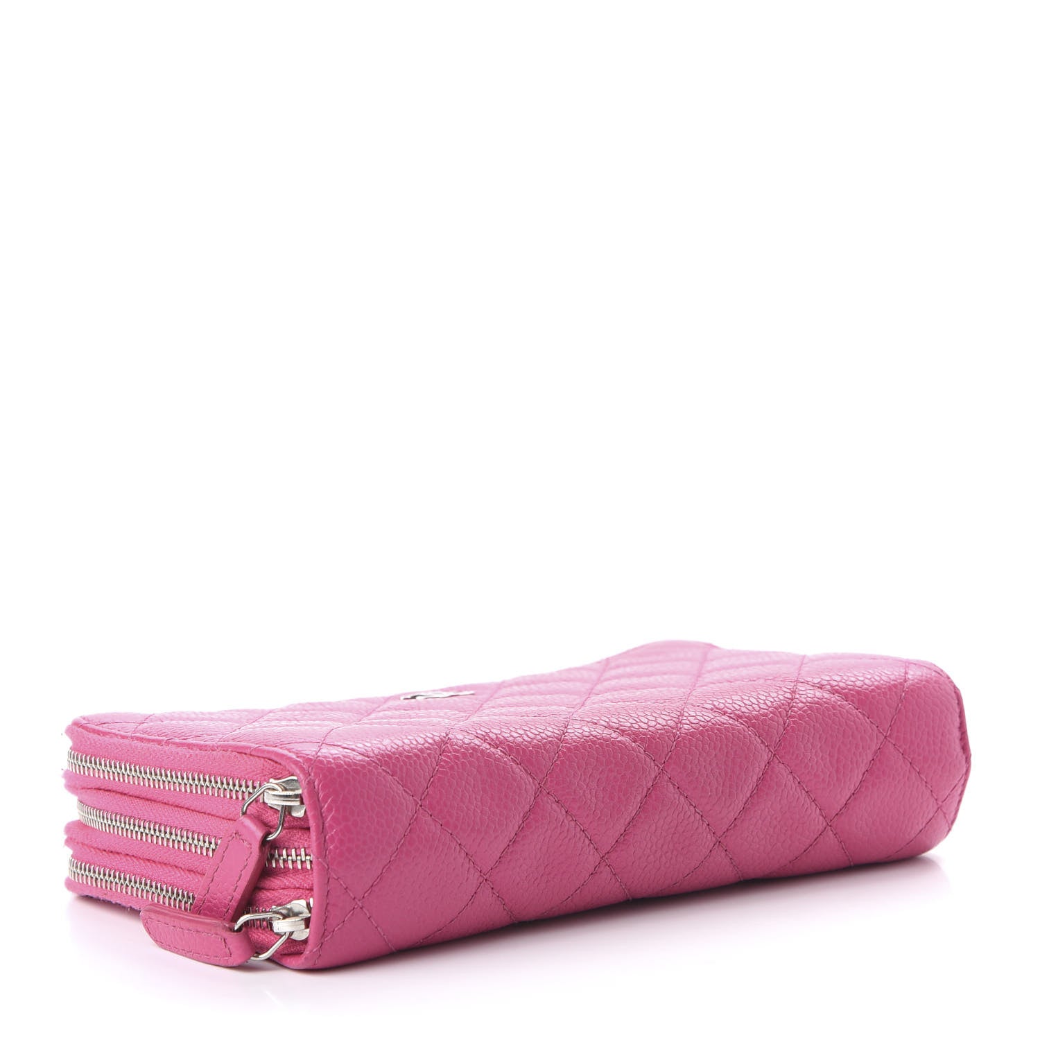 Chanel Caviar Quilted Triple Zipper Wallet Pink 4 of 13