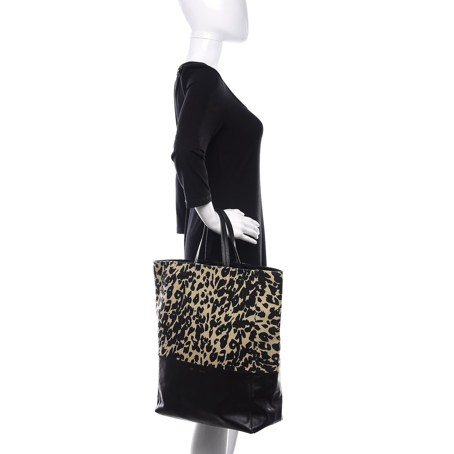 Celine Lambskin Jute Leopard Bi-Cabas Black 2 of 12
