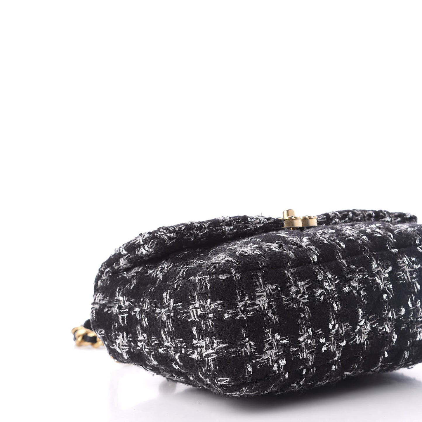 Tweed Quilted Large 19 Flap Black Ecru White