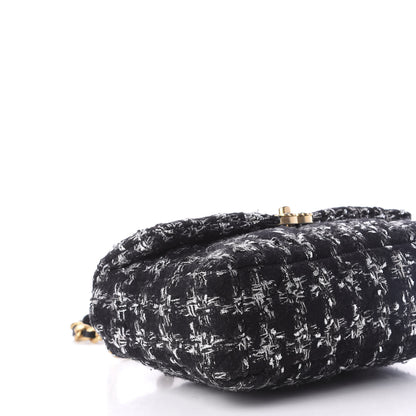 Chanel Tweed Quilted Large 19 Flap Black Ecru White 6 of 10