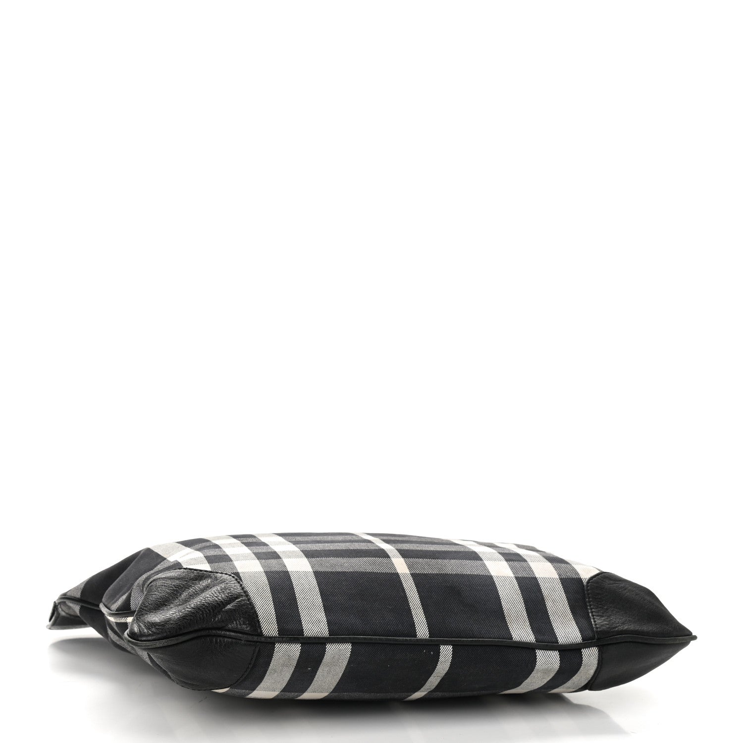 Burberry Canvas Check Calfskin Roll-Up Tote Black White 4 of 11