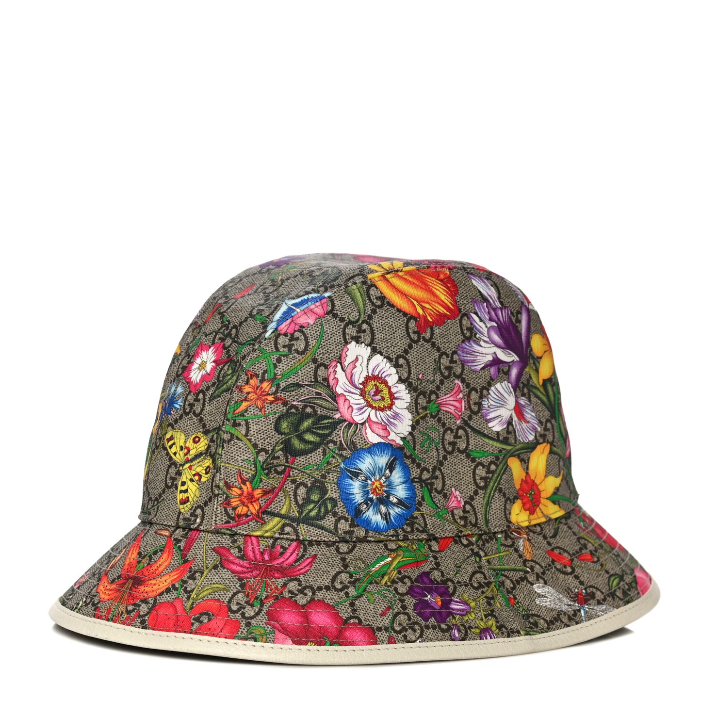 GG Supreme Monogram Flora Fedora Hat S White