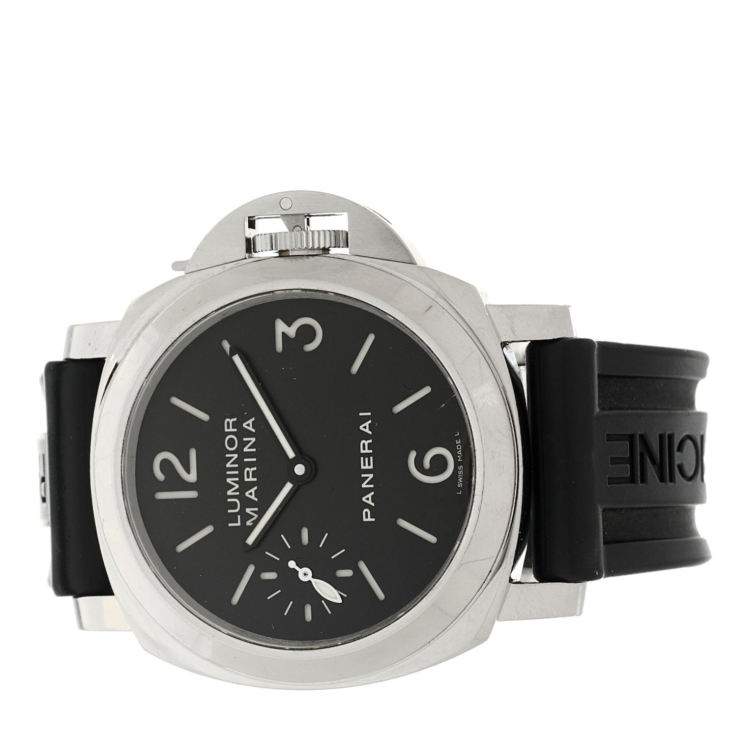 Stainless Steel Rubber 44mm Luminor Marina Manual Winding Watch Black PAM00111