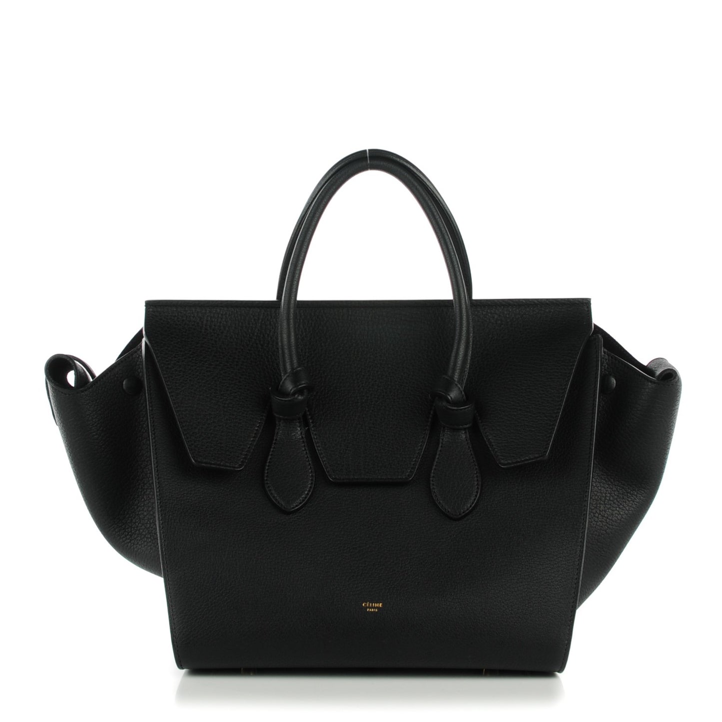 Crisped Calfskin Small Tie Knot Tote Black
