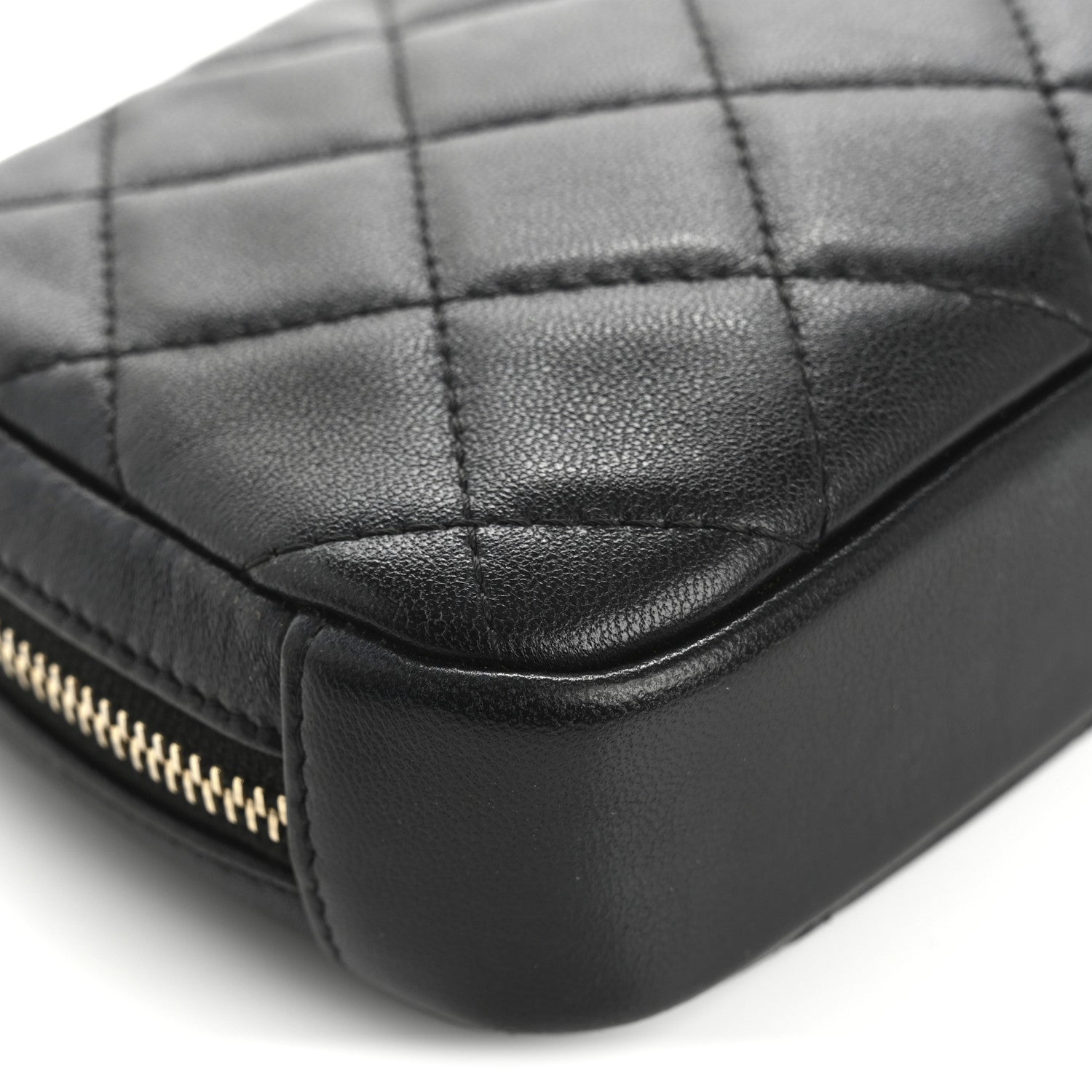 Chanel Lambskin Quilted Small Curvy Pouch Cosmetic Case Black 11 of 13