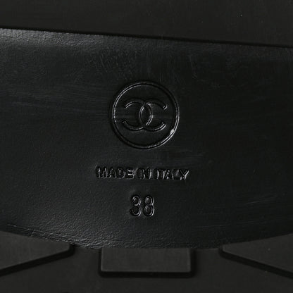 Chanel Shiny Calfskin Velvet Pearl Combat Short Boots 38 Black 7 of 7