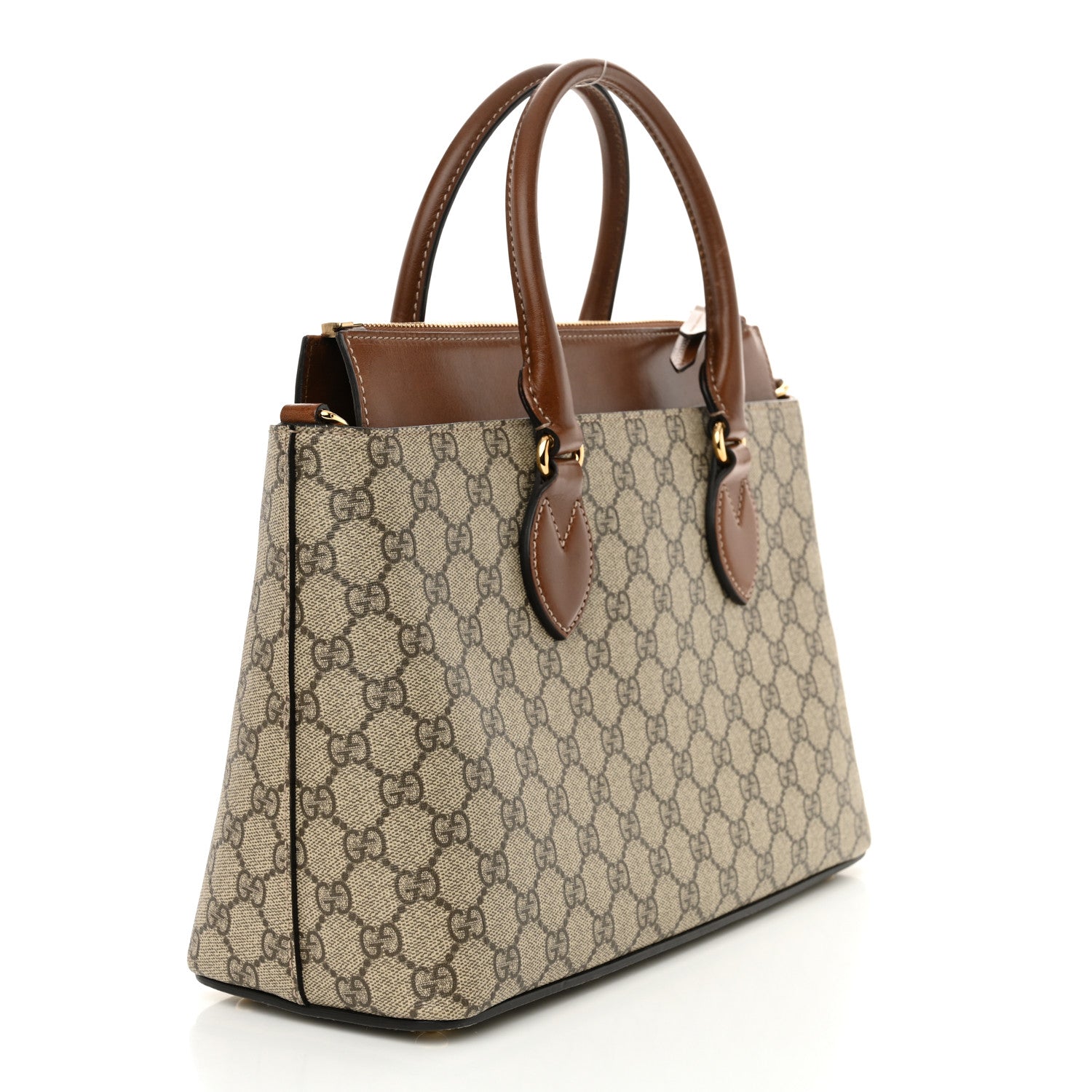 Gucci GG Supreme Monogram Small Zip Top Tote Beige Tuscany 2 of 17
