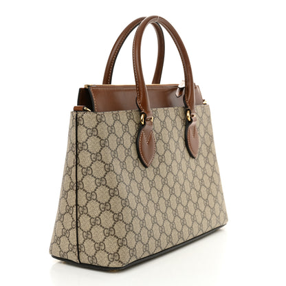 Gucci GG Supreme Monogram Small Zip Top Tote Beige Tuscany 2 of 17