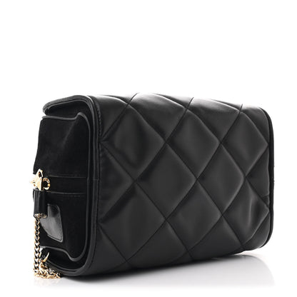 Burberry Lambskin Suede Quilted Small Double Cube Bag Black 4 of 10