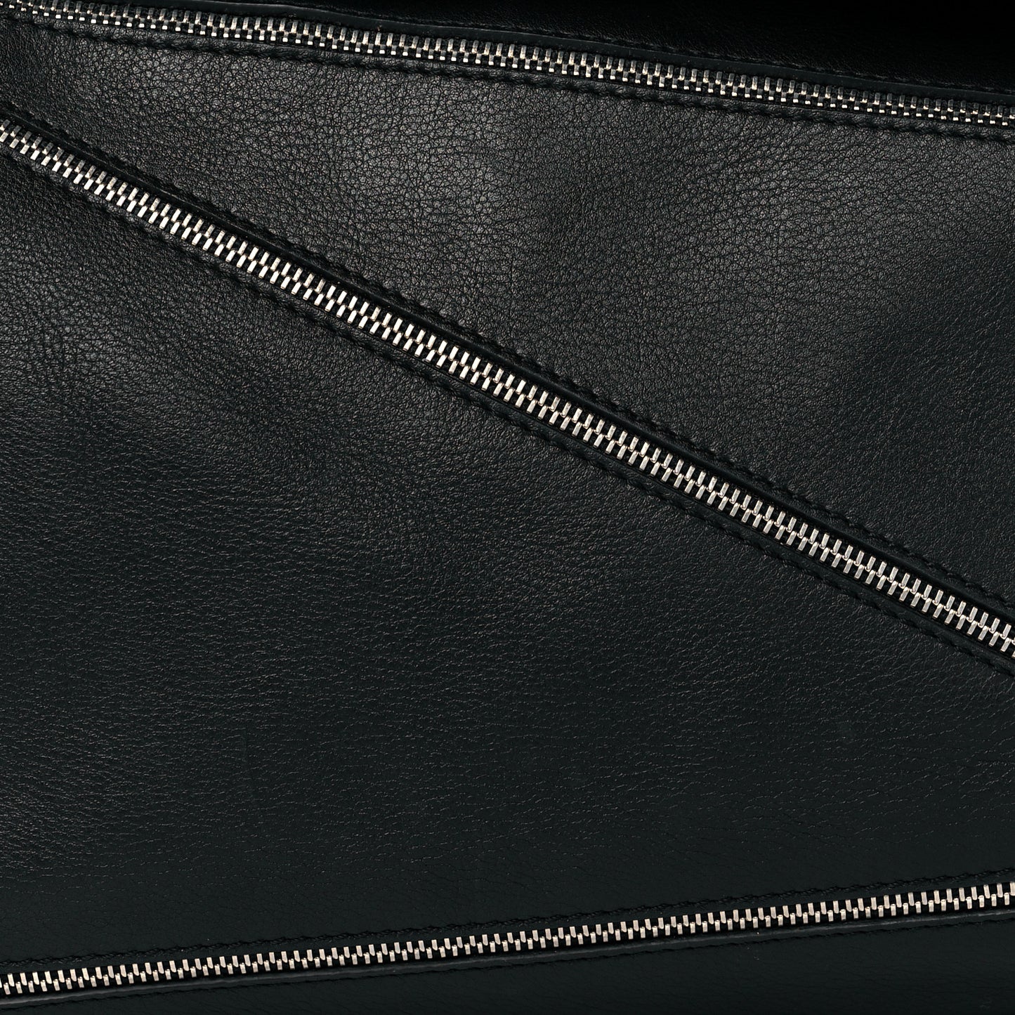 Calfskin Zipper Puzzle Bag Black
