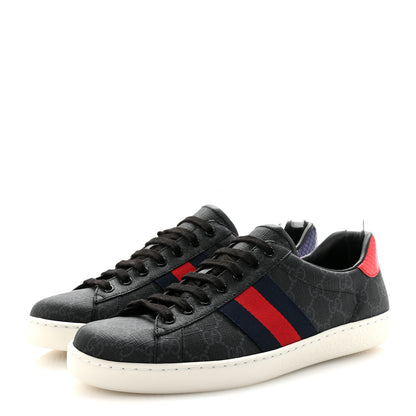 Gucci GG Supreme Monogram Ayers Web Mens New Ace Sneakers 8 Black 4 of 10