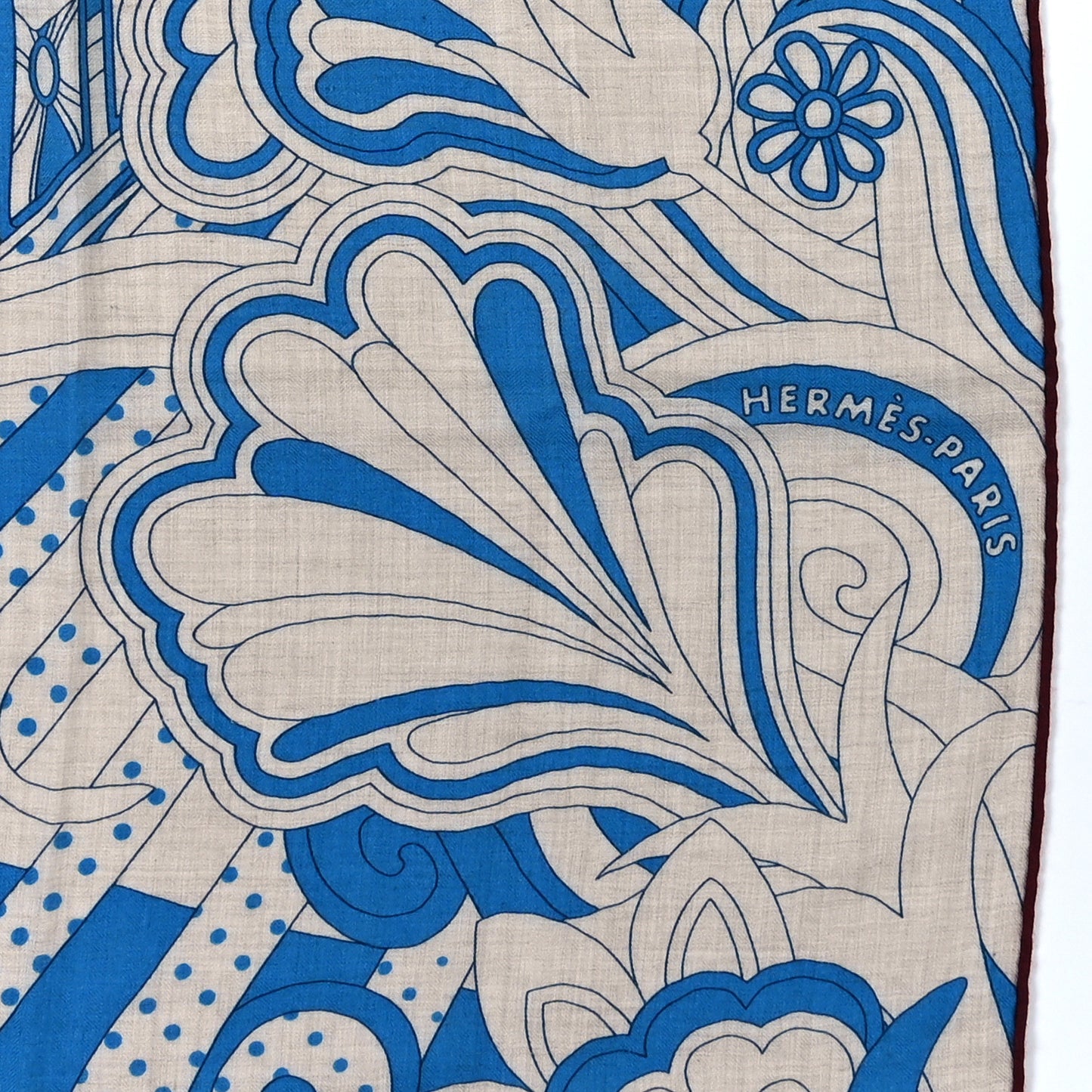 Cashmere Silk Faubourg Rainbow Shawl 140 Bleu White