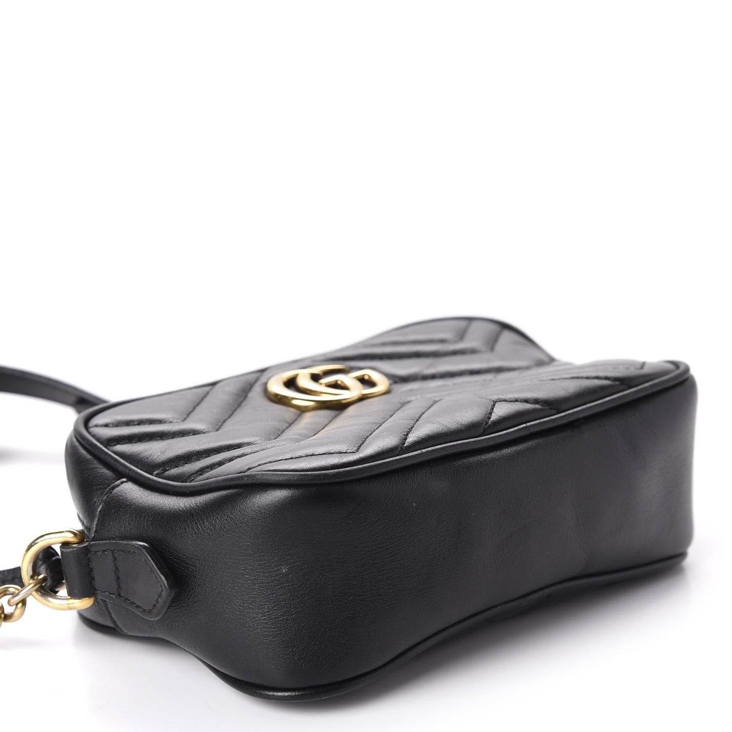 Calfskin Matelasse Mini GG Marmont Chain Shoulder Bag Black