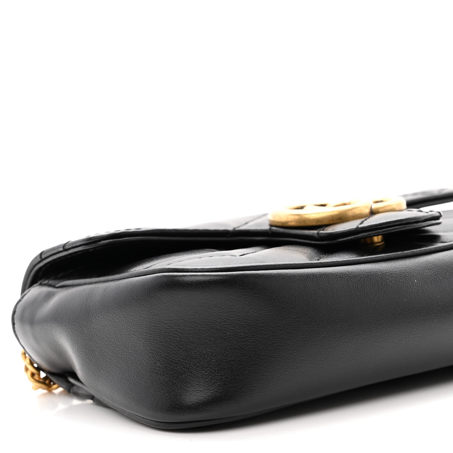 Gucci Calfskin Matelasse Super Mini GG Marmont Shoulder Bag Black 9 of 12