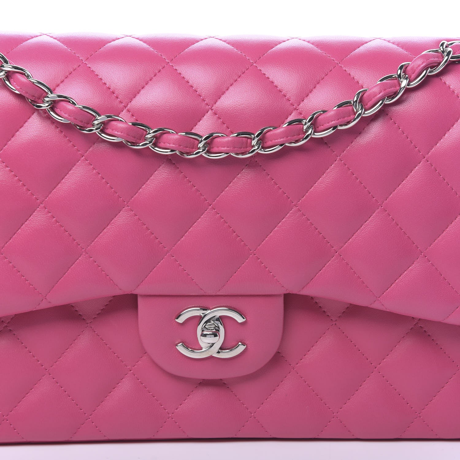 Chanel Lambskin Quilted Jumbo Double Flap Fuchsia 8 of 11