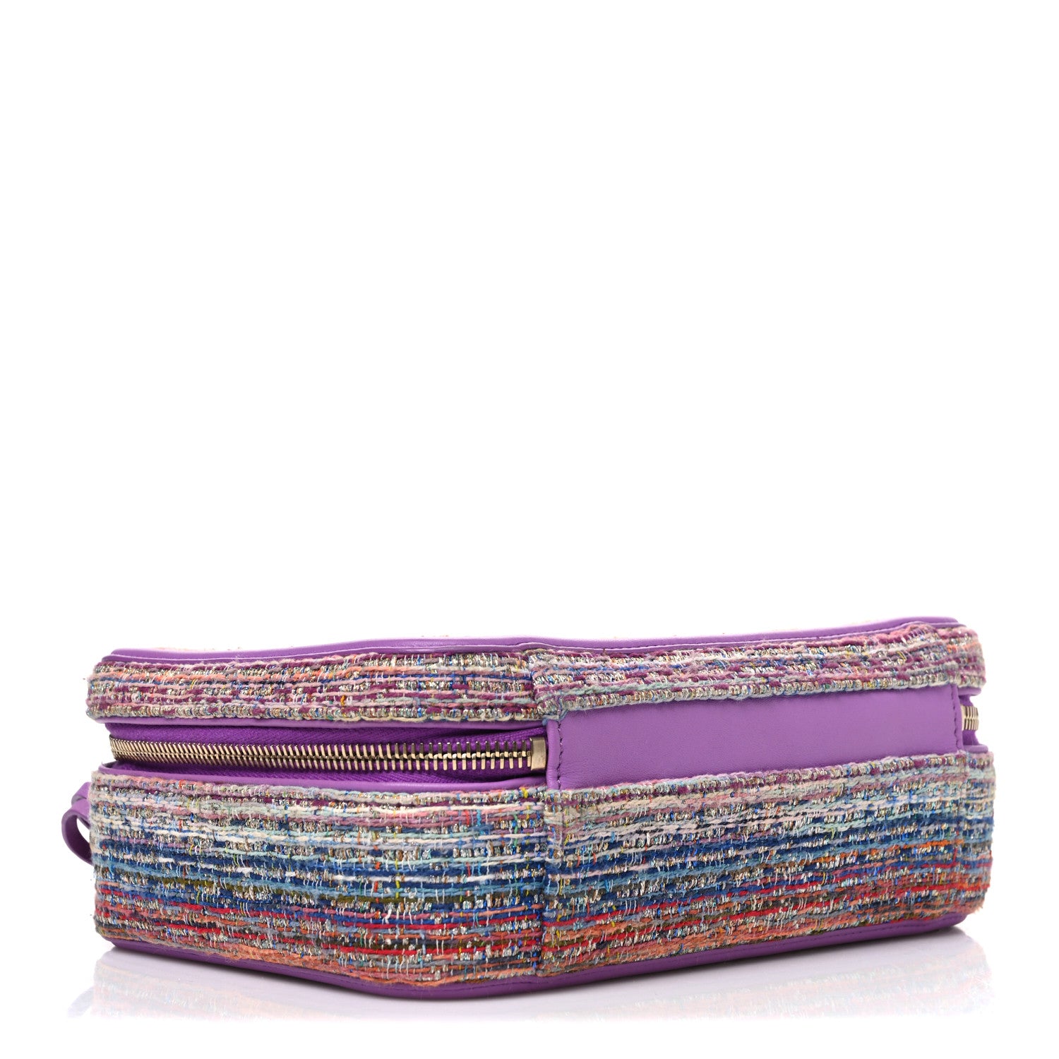Chanel Tweed Quilted Medium CC Filigree Vanity Case Purple Multicolor 3 of 9