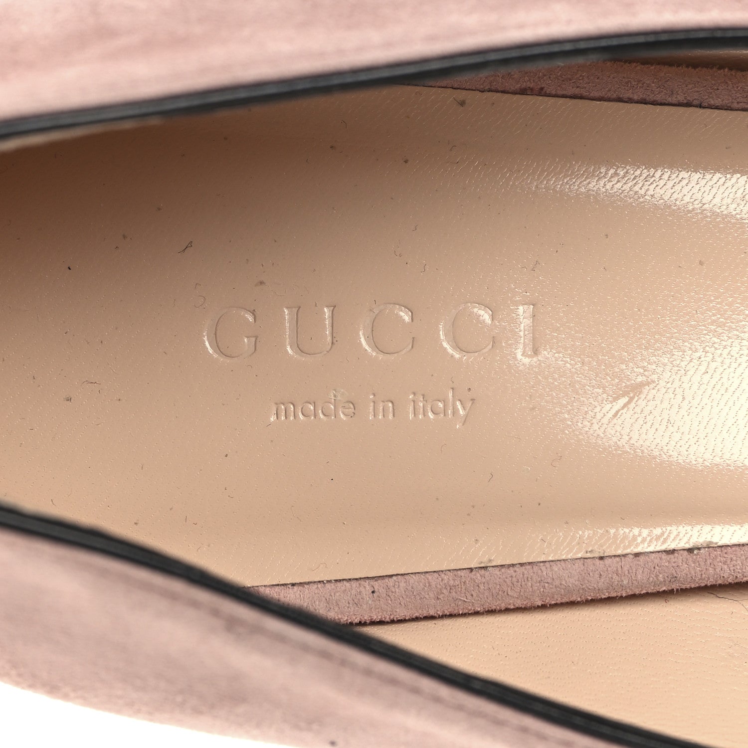 Gucci Kid Scamosciato GG Marmont Fringe 50mm Loafer Pumps 39.5 Crystal Pink 9 of 12