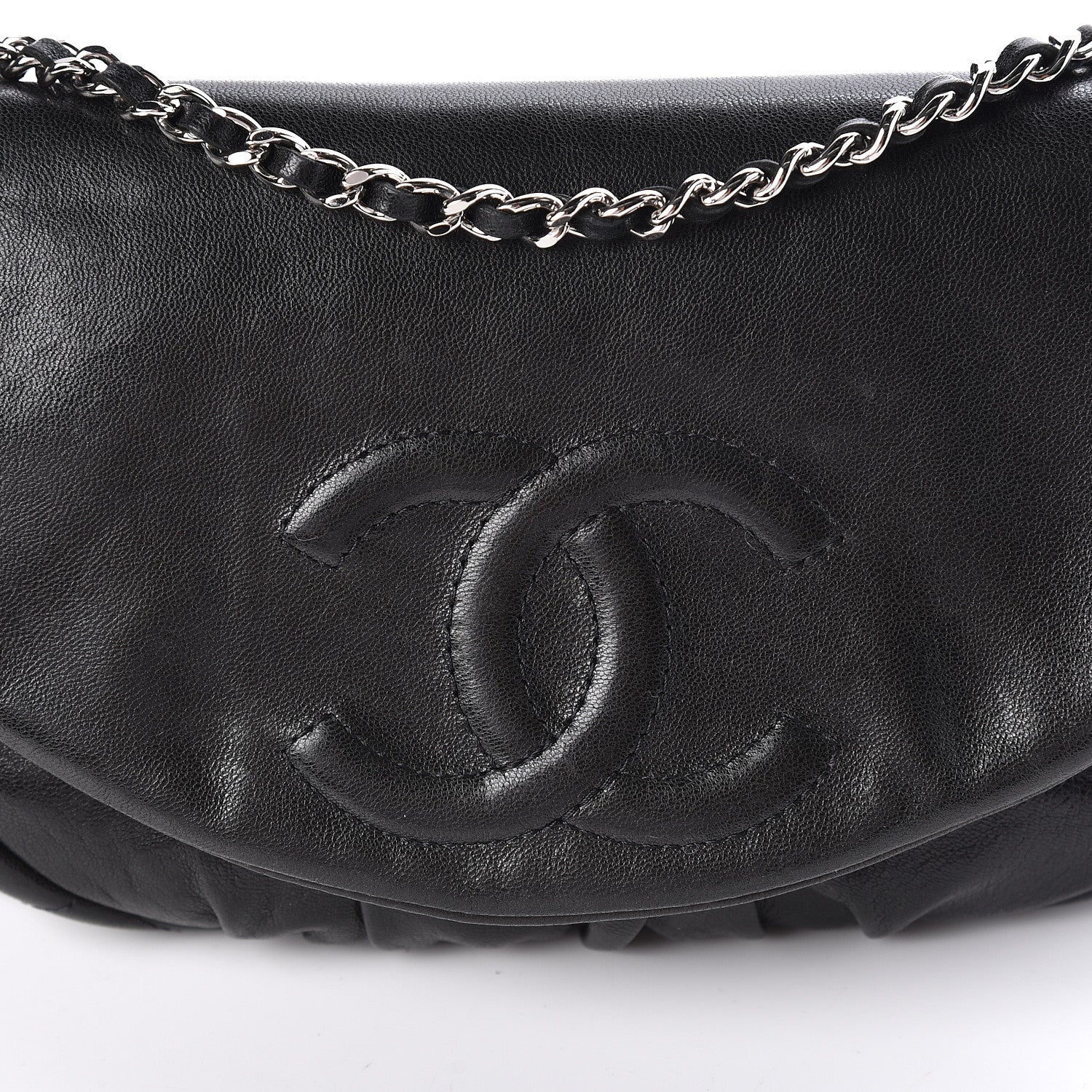 Chanel Lambskin Half Moon Wallet On Chain WOC Black 11 of 11