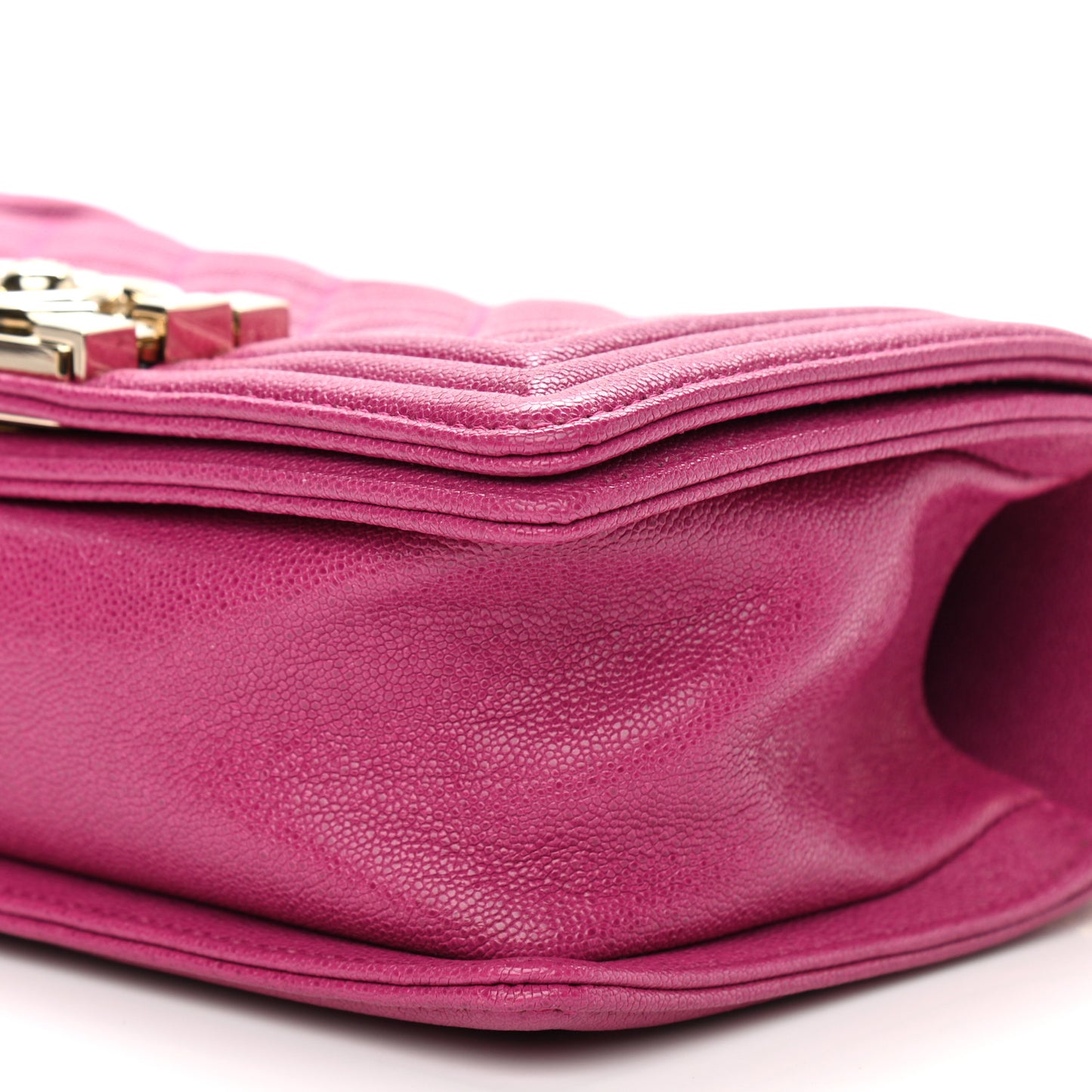 Caviar Quilted Small Boy Flap Fuchsia