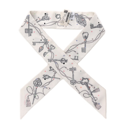 Hermes Silk Les Cles A Pois Twilly White Gris Acier 1 of 4