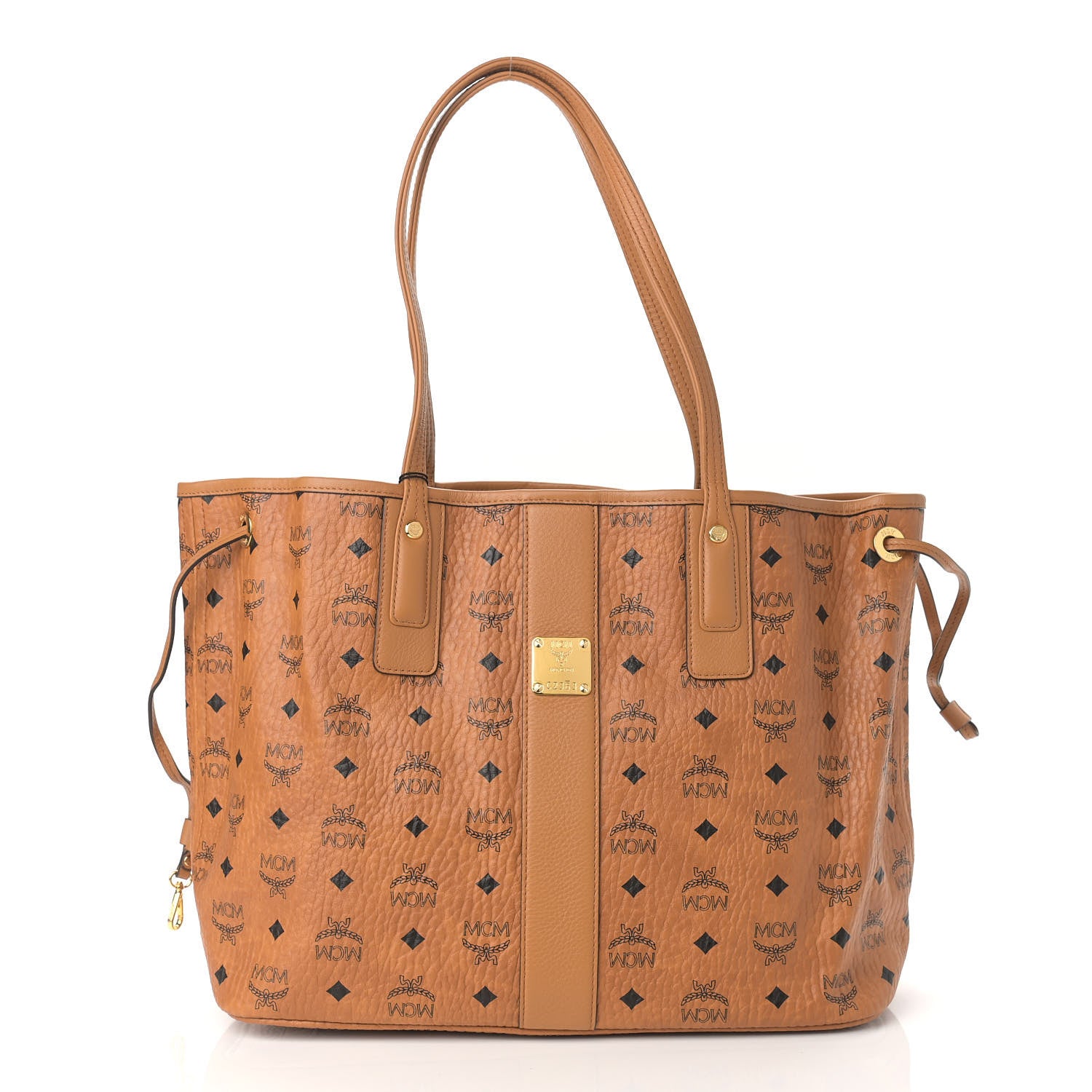 MCM Visetos Medium Liz Reversible Shopper Tote Cognac 3 of 14