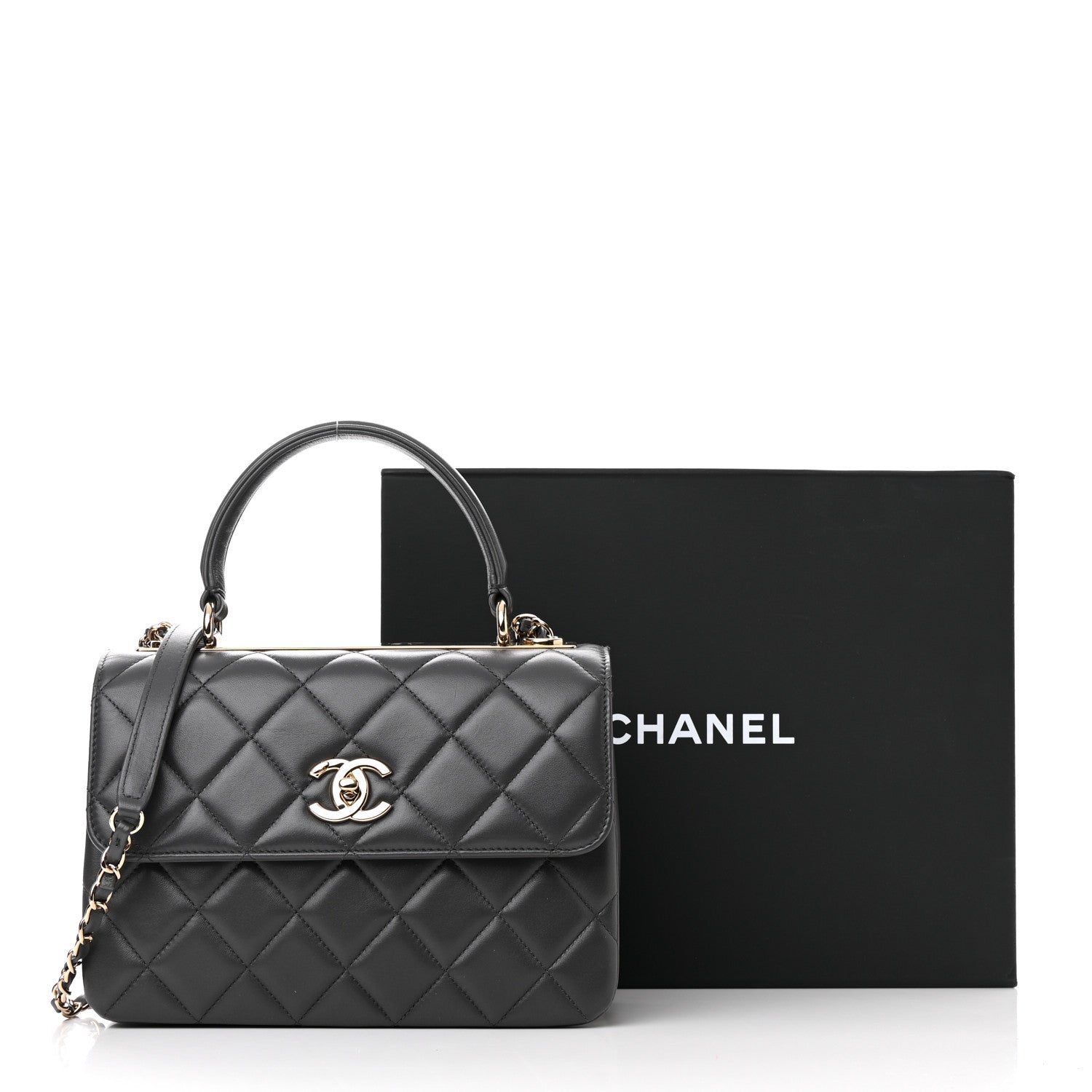 Chanel Lambskin Quilted Small Trendy CC Dual Handle Flap Bag Dark Grey 11 of 11