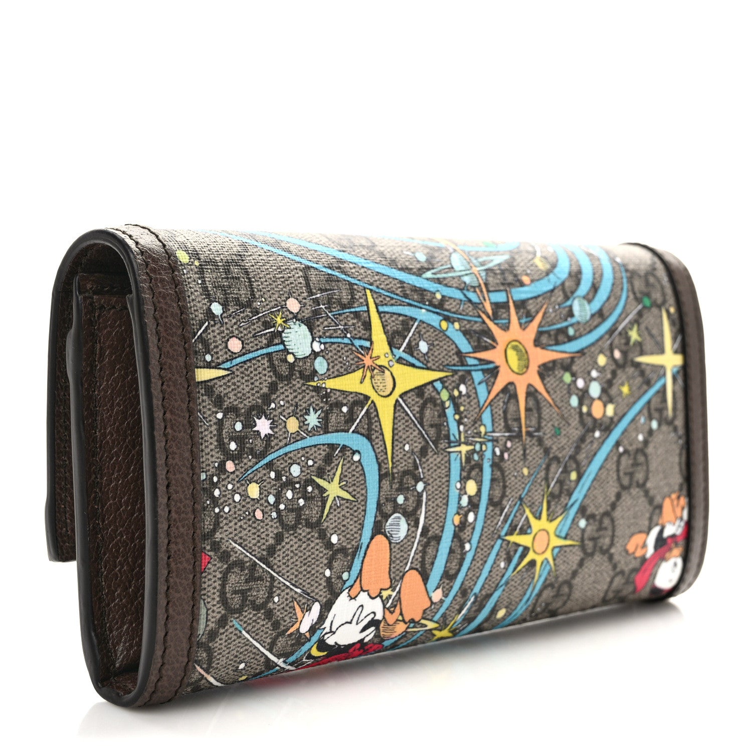 Gucci X DISNEY GG Supreme Monogram Donald Duck Interlocking G Continental Wallet Beige Multicolor New Acero 3 of 7