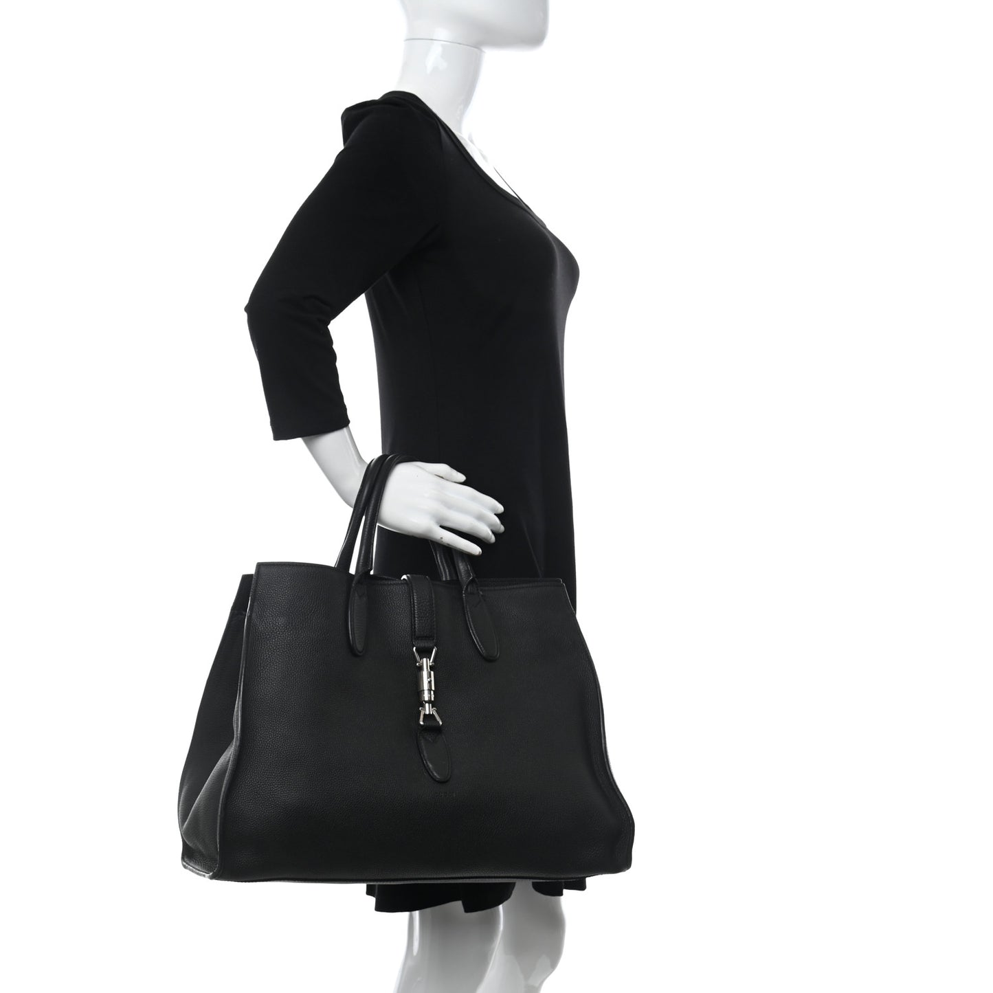 Soft Calfskin Medium Jackie Top Handle Bag Black