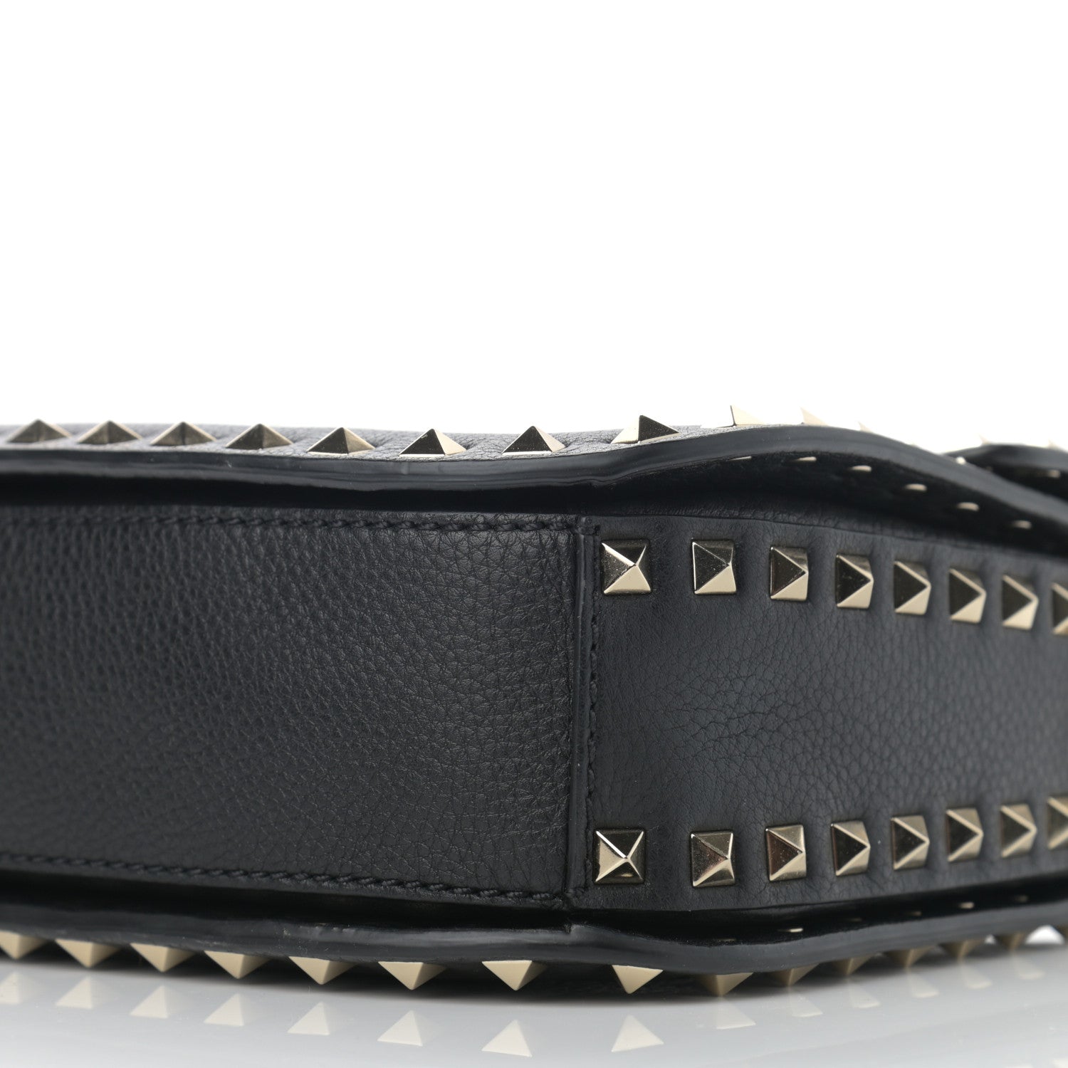 Valentino Garavani Pebbled Calfskin Medium Rockstud Flap Saddle Bag Black 6 of 12