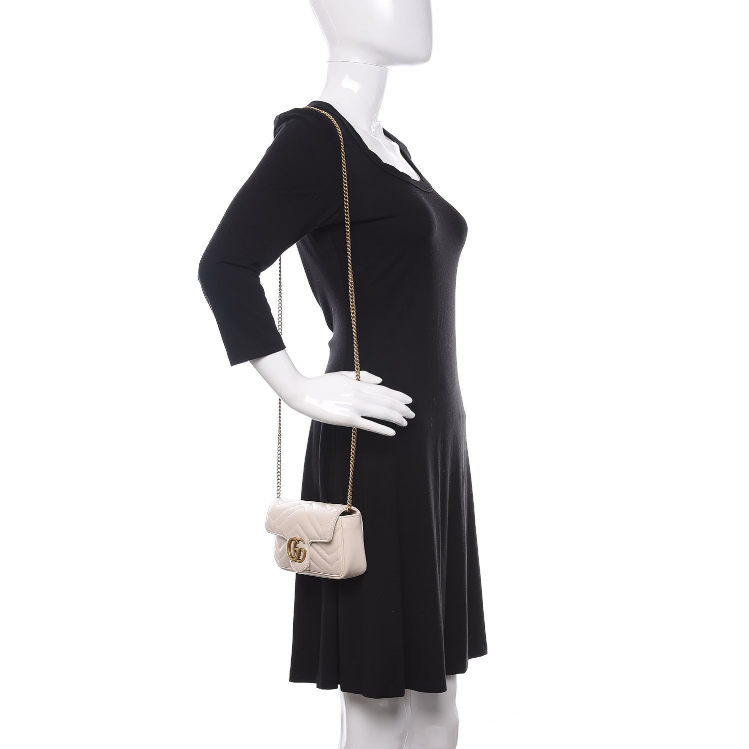 Gucci Calfskin Matelasse Super Mini GG Marmont Shoulder Bag White 2 of 12