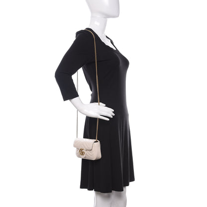 Gucci Calfskin Matelasse Super Mini GG Marmont Shoulder Bag White 2 of 12