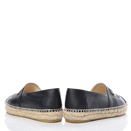 Chanel Lambskin Canvas Cap Toe CC Espadrilles 37 Black 5 of 17