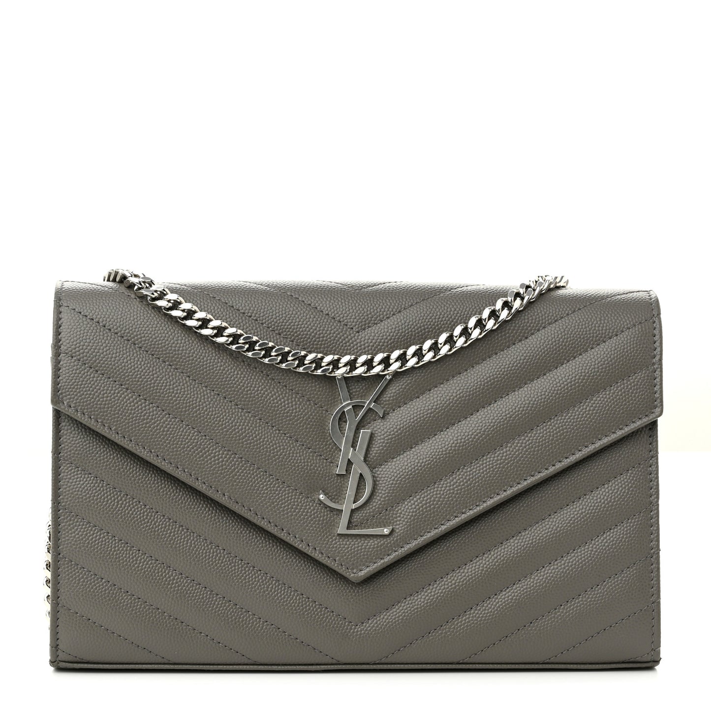 Grain De Poudre Matelasse Chevron Monogram Chain Wallet Asphalt