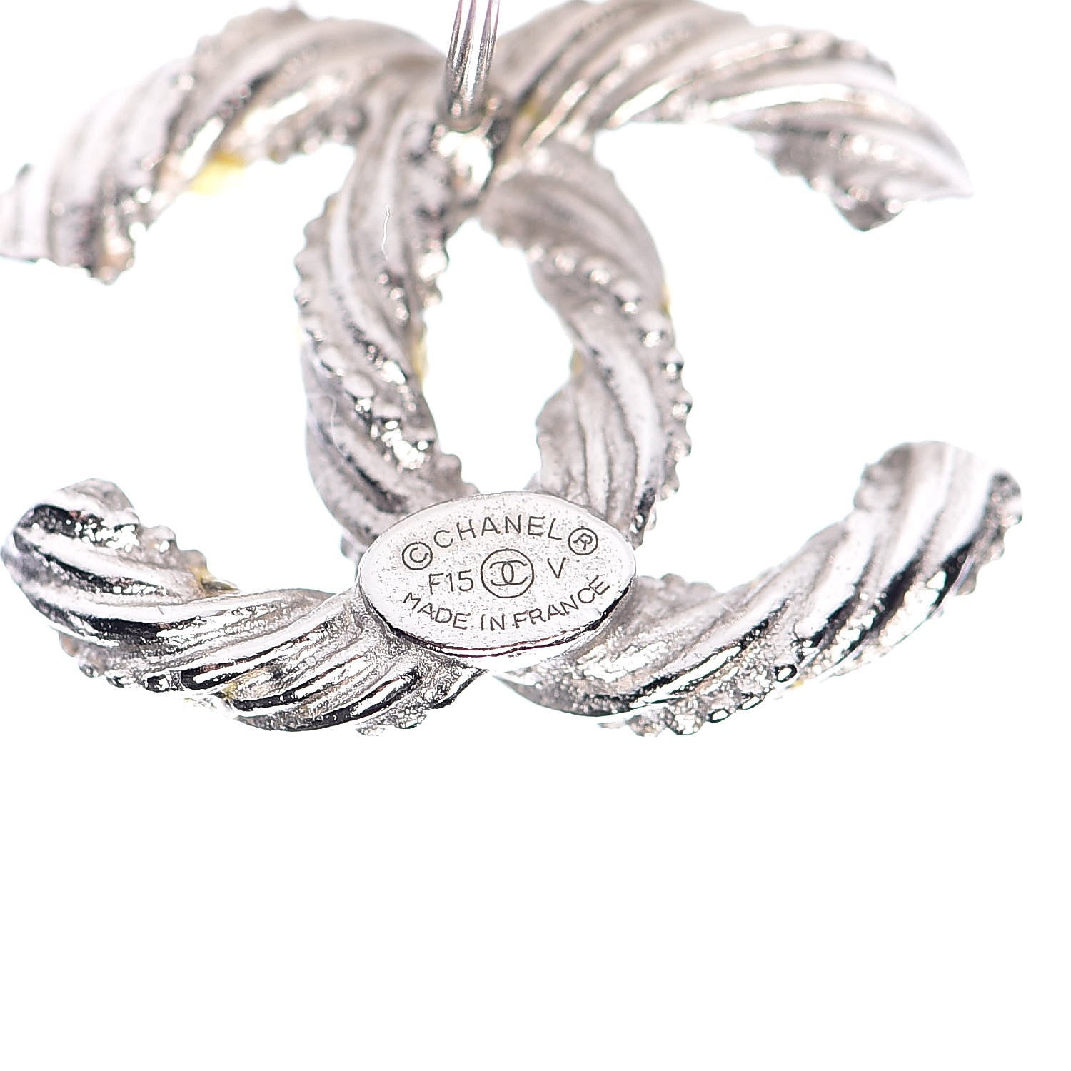 Chanel Crystal CC Twisted Earrings Silver 3 of 7