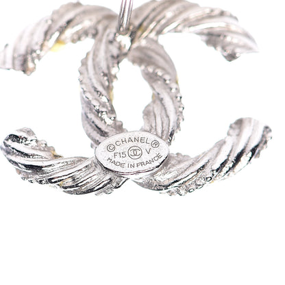 Chanel Crystal CC Twisted Earrings Silver 3 of 7