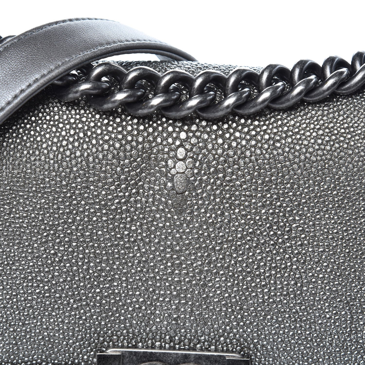 Chanel Galuchat Stingray Small Boy Flap Silver 10 of 16