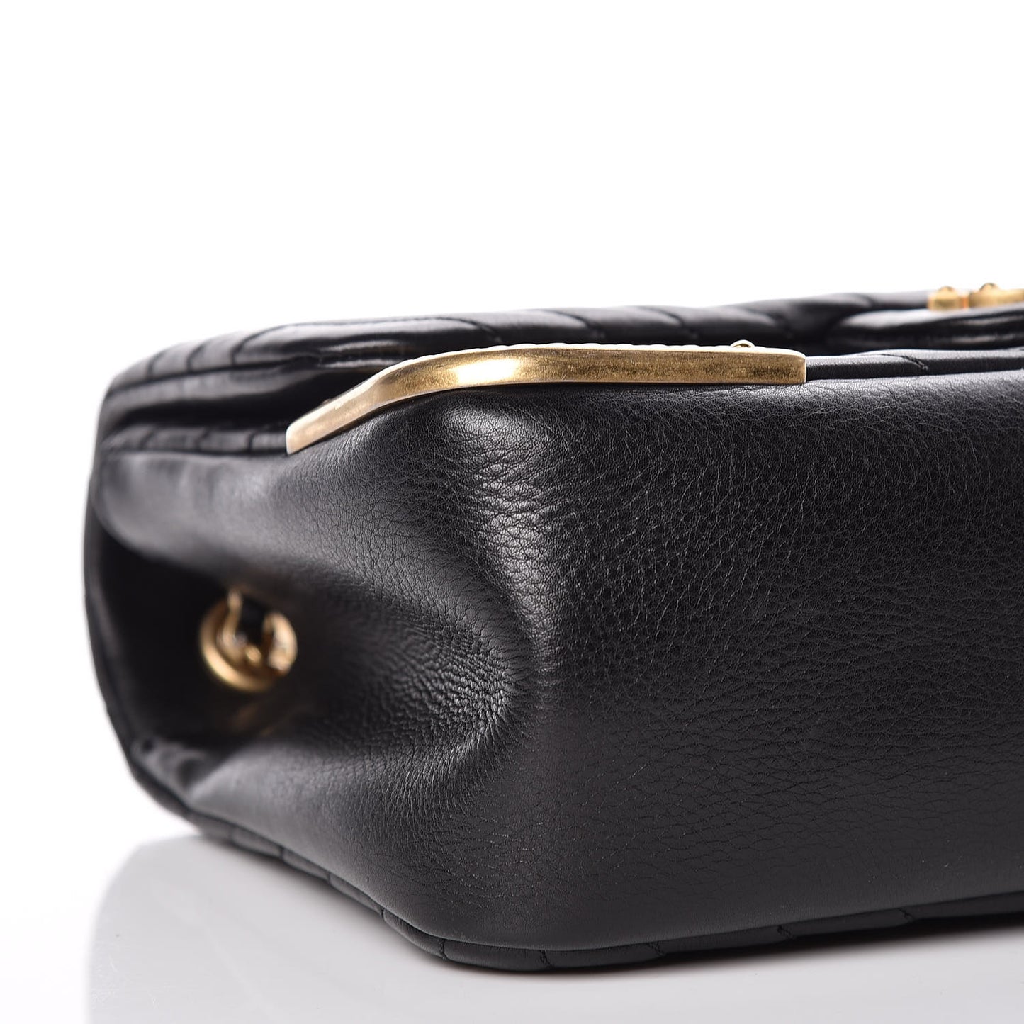 Calfskin Chevron Quilted Mini Rock The Corner Flap Black
