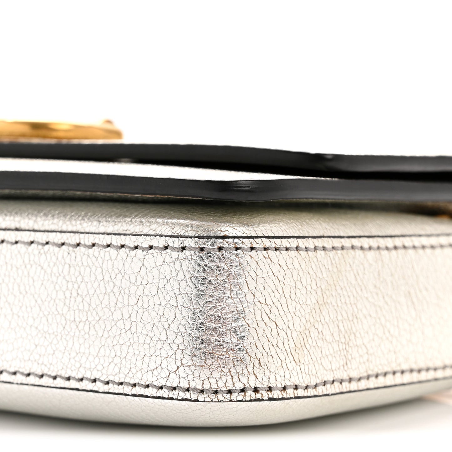 Metallic Hayes Goatskin D-Ring Mini Bag Silver