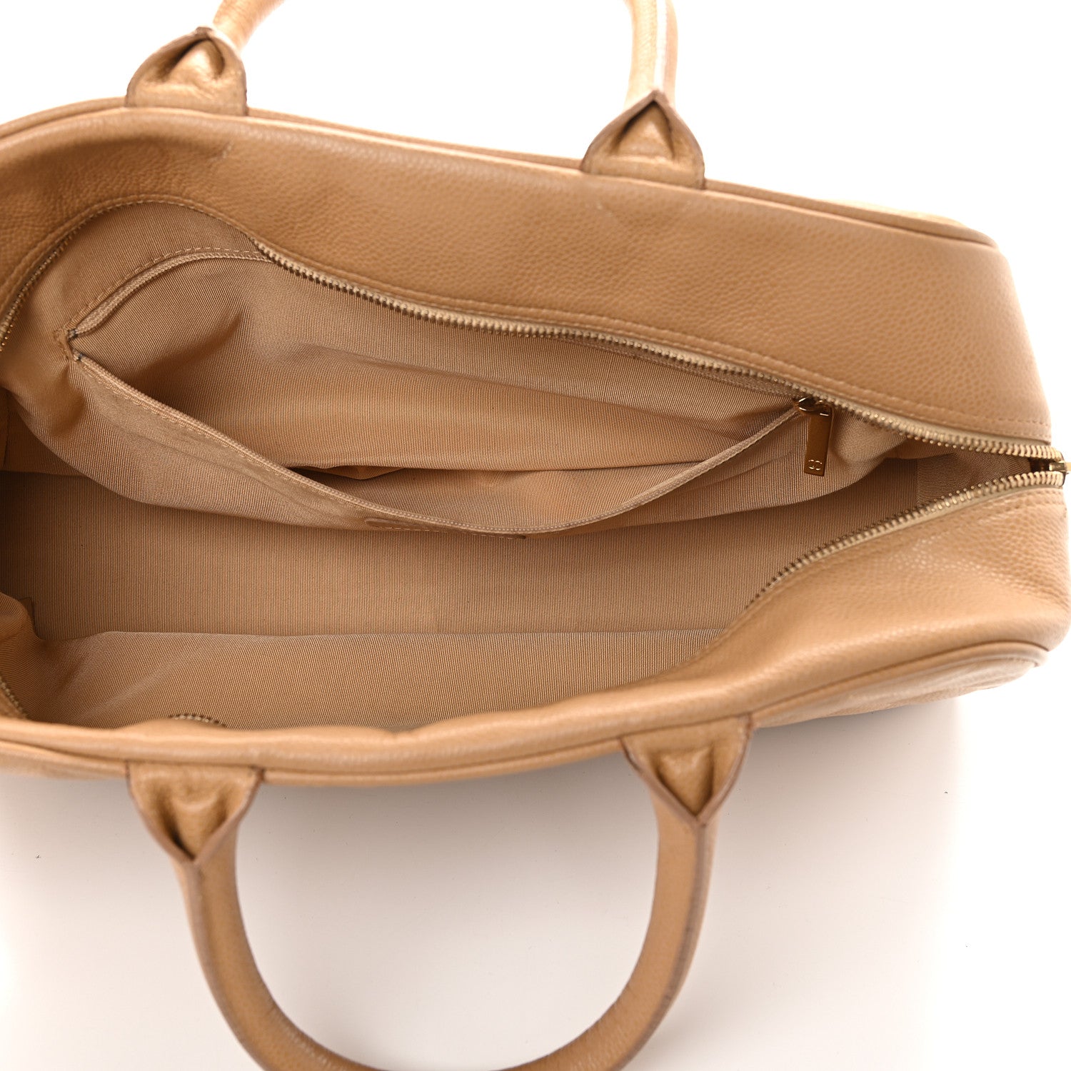 Chanel Caviar Quilted Large Bowler Bag Beige 5 of 12
