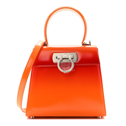 Salvatore Ferragamo Brushed Calfskin Airbrush Small Iconic Top Handle Bag Orange Multicolor 1 of 10