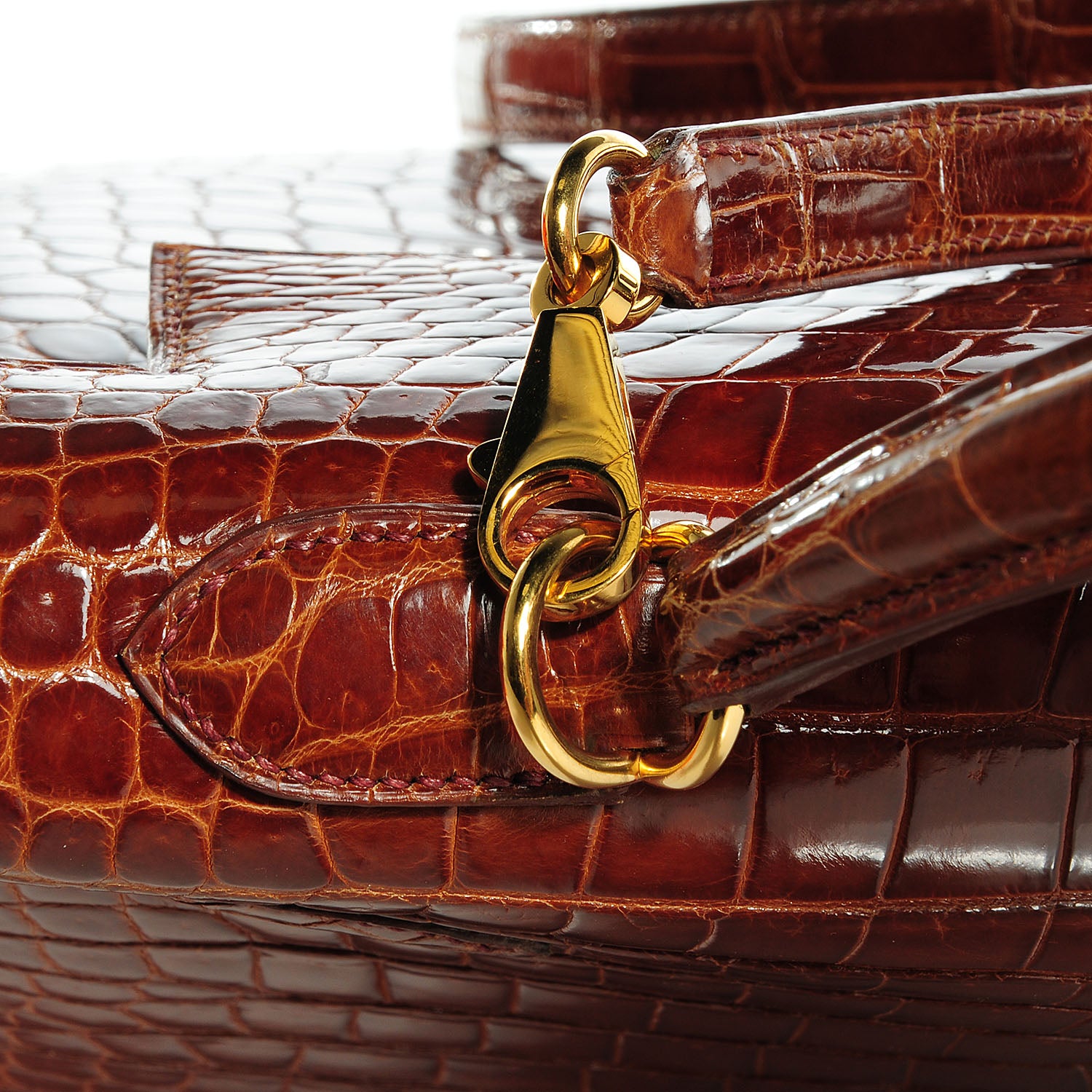 Hermes Shiny Porosus Crocodile Kelly Sellier 32 Miel 7 of 30