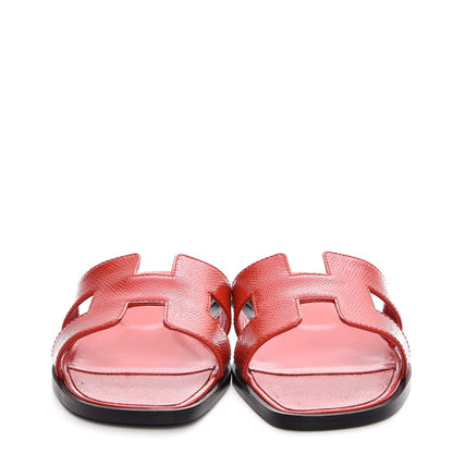 Hermes Patent Epsom Oran Sandals 37.5 Jasper Rouge 2 of 8