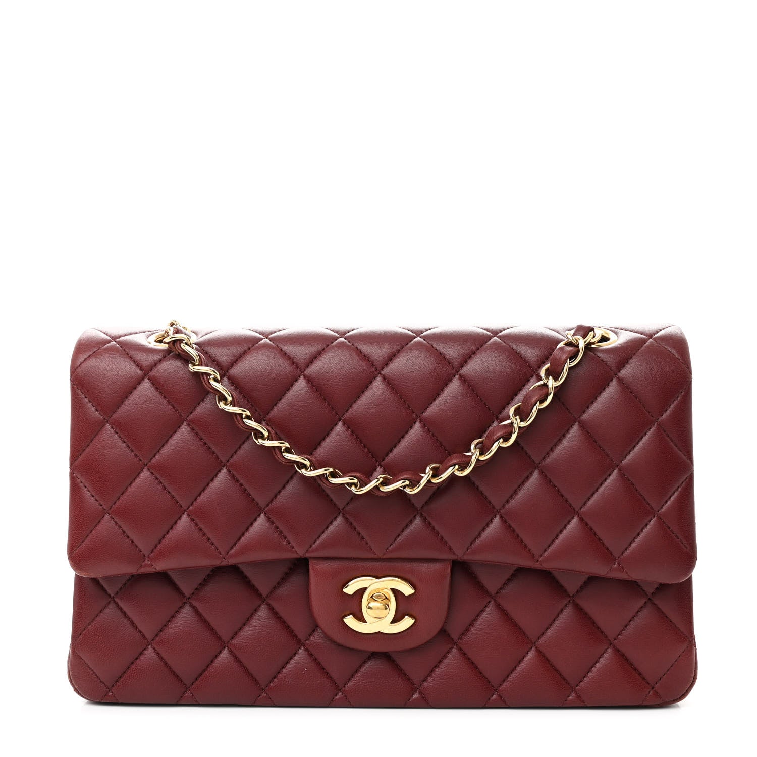 Chanel Lambskin Quilted Medium Double Flap Burgundy 1 of 16