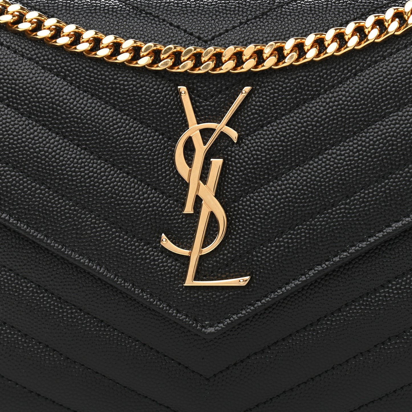 Grain De Poudre Matelasse Chevron Monogram Chain Wallet Black
