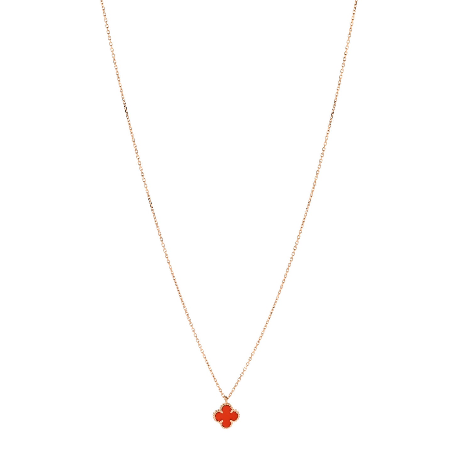 18K Rose Gold Carnelian Sweet Alhambra Pendant Necklace