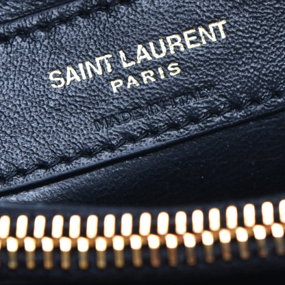 Saint Laurent Grain de Poudre Calfskin Y Quilted Monogram Small Loulou Chain Satchel Black 6 of 8